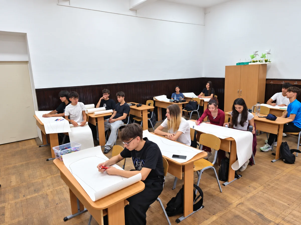 Camera de Ecou — adolescenți desenând body mapping