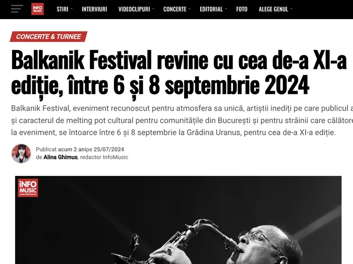 Screenshot articol InfoMusic