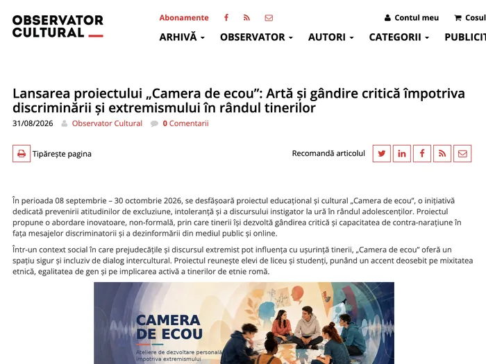 Screenshot articol Observator Cultural